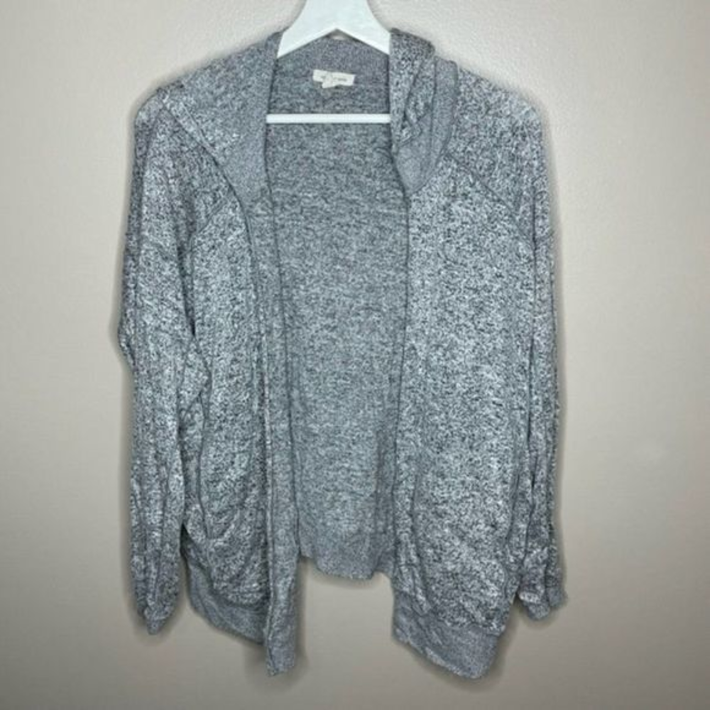 Silence + Noise Gray‎ Marl Hooded Cardigan Sweater